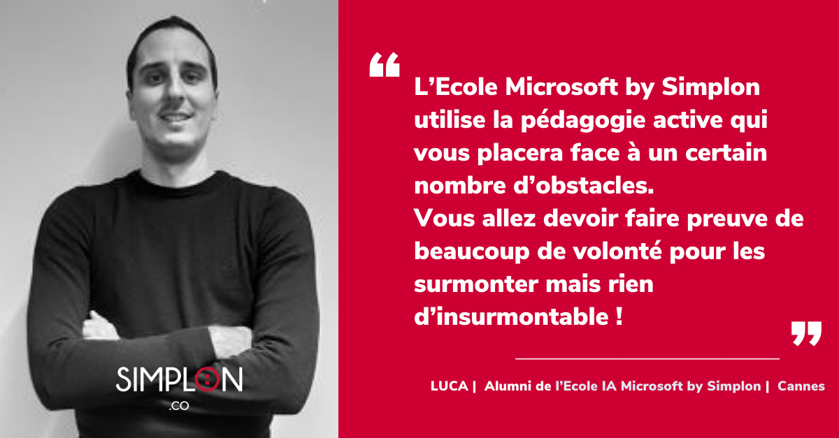 Témoignage Luca P Alumni Ecole IA Microsoft by Simplon